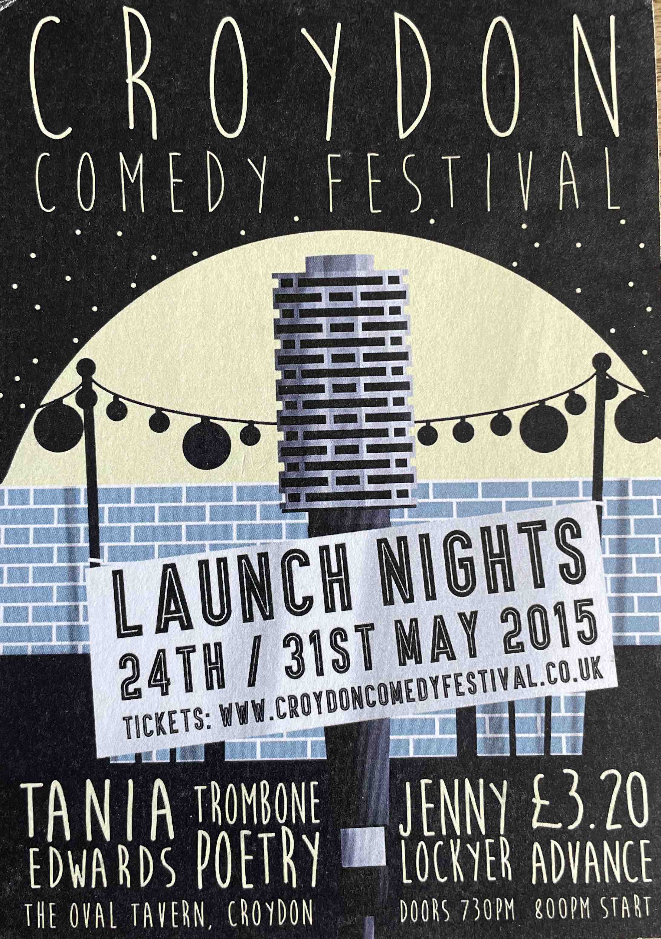 Flyer for Croydon Comedy Festival Launch Night